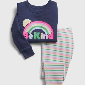 GAP Kids 100% Organic Cotton Be Happy Graphic PJ Set Size 4 NEW